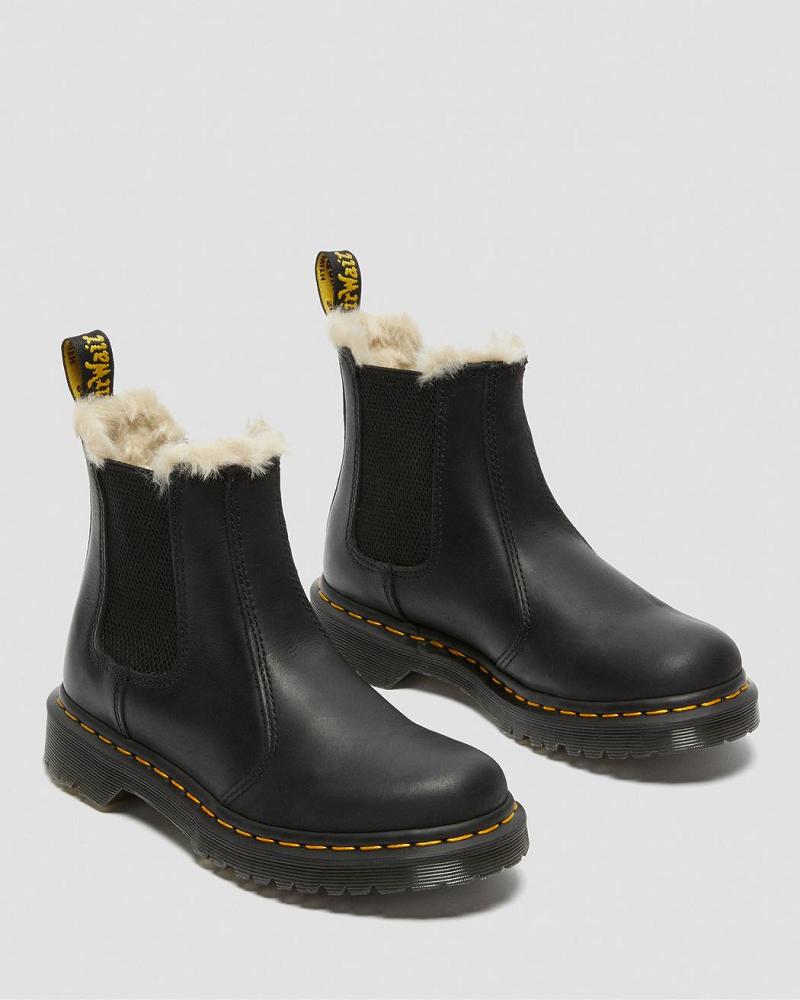Dr Martens 2976 Faux Fur Forede Ankelstøvler Dame Sort | DK 24GSO
